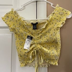 rue21 yellow floral adjustable off-the-shoulder crop top